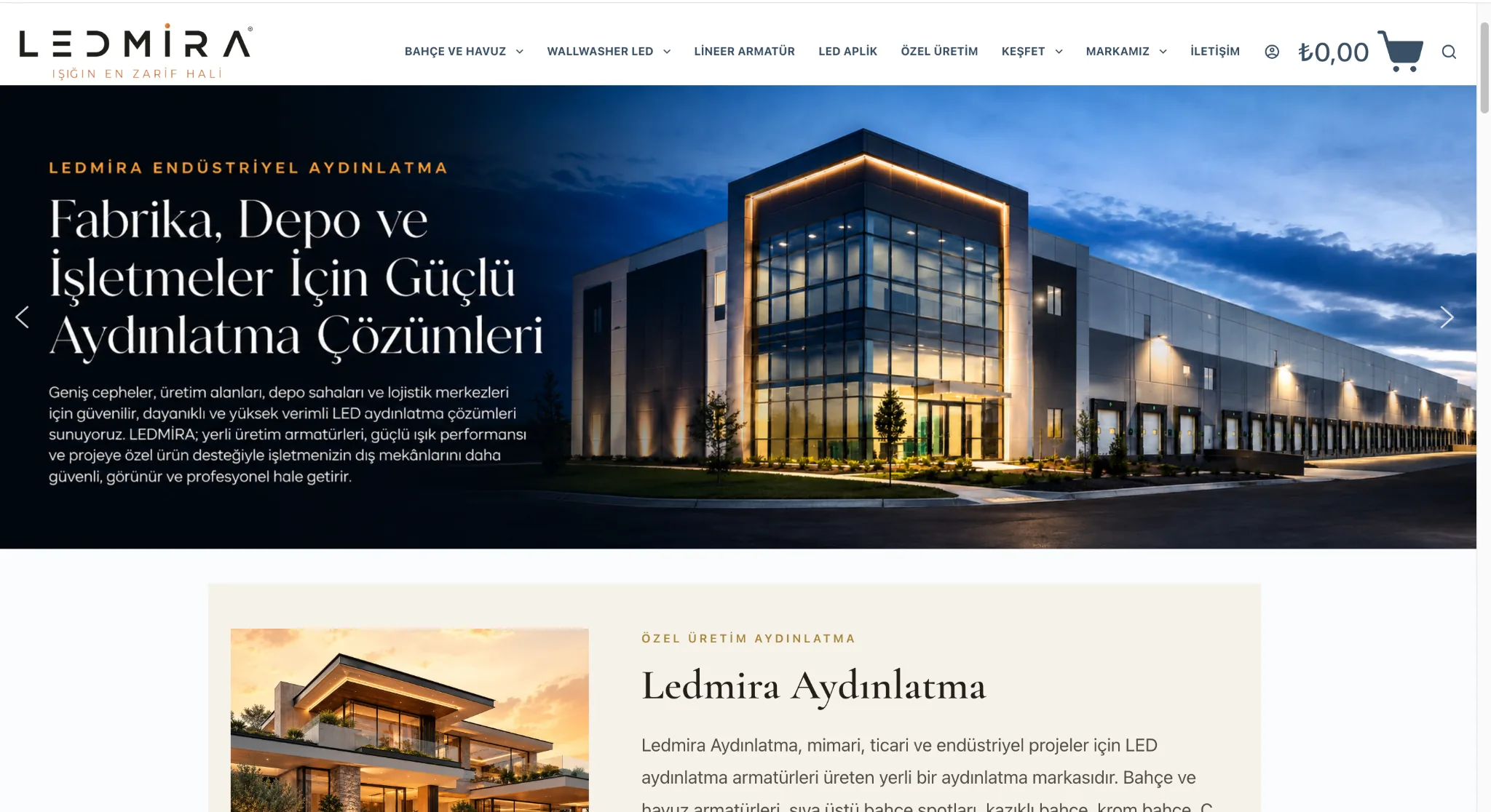 Kurumsal ve endüstriyel web sitesi ana sayfa örneği